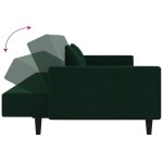 vidaXL Canapea extensibilă cu 2 locuri, 2 perne, verde închis catifea vidaXL Canapea extensibilă cu 2 locuri, 2 perne, verde închis catifea