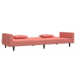 vidaXL Canapea extensibilă cu 2 locuri, 2 perne, roz, catifea vidaXL Canapea extensibilă cu 2 locuri, 2 perne, roz, catifea