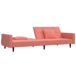 vidaXL Canapea extensibilă cu 2 locuri, 2 perne, roz, catifea vidaXL Canapea extensibilă cu 2 locuri, 2 perne, roz, catifea