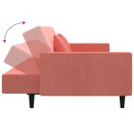 vidaXL Canapea extensibilă cu 2 locuri, 2 perne, roz, catifea vidaXL Canapea extensibilă cu 2 locuri, 2 perne, roz, catifea