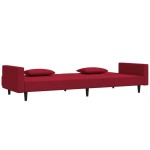 vidaXL Canapea extensibilă cu 2 locuri, 2 perne, roșu vin, catifea vidaXL Canapea extensibilă cu 2 locuri, 2 perne, roșu vin, catifea