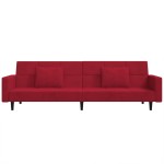 vidaXL Canapea extensibilă cu 2 locuri, 2 perne, roșu vin, catifea vidaXL Canapea extensibilă cu 2 locuri, 2 perne, roșu vin, catifea