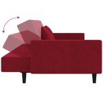 vidaXL Canapea extensibilă cu 2 locuri, 2 perne, roșu vin, catifea vidaXL Canapea extensibilă cu 2 locuri, 2 perne, roșu vin, catifea