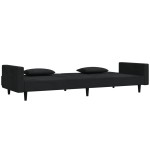 vidaXL Canapea extensibilă cu 2 locuri, 2 perne, negru, catifea vidaXL Canapea extensibilă cu 2 locuri, 2 perne, negru, catifea