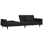 vidaXL Canapea extensibilă cu 2 locuri, 2 perne, negru, catifea vidaXL Canapea extensibilă cu 2 locuri, 2 perne, negru, catifea
