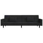 vidaXL Canapea extensibilă cu 2 locuri, 2 perne, negru, catifea vidaXL Canapea extensibilă cu 2 locuri, 2 perne, negru, catifea