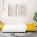vidaXL Canapea extensibilă cu 2 locuri, 2 perne, galben, catifea vidaXL Canapea extensibilă cu 2 locuri, 2 perne, galben, catifea