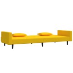 vidaXL Canapea extensibilă cu 2 locuri, 2 perne, galben, catifea vidaXL Canapea extensibilă cu 2 locuri, 2 perne, galben, catifea