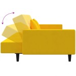 vidaXL Canapea extensibilă cu 2 locuri, 2 perne, galben, catifea vidaXL Canapea extensibilă cu 2 locuri, 2 perne, galben, catifea