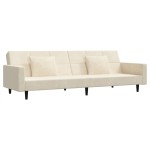 vidaXL Canapea extensibilă cu 2 locuri, 2 perne, crem, catifea vidaXL Canapea extensibilă cu 2 locuri, 2 perne, crem, catifea
