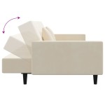 vidaXL Canapea extensibilă cu 2 locuri, 2 perne, crem, catifea vidaXL Canapea extensibilă cu 2 locuri, 2 perne, crem, catifea