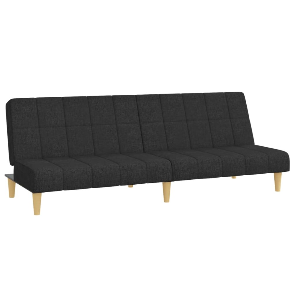 vidaXL Canapea extensibilă cu 2 locuri, negru, material textil
