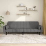vidaXL Canapea extensibilă cu 2 locuri, 2 perne, gri deschis, textil vidaXL Canapea extensibilă cu 2 locuri, 2 perne, gri deschis, textil