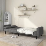 vidaXL Canapea extensibilă cu 2 locuri, 2 perne, gri deschis, textil vidaXL Canapea extensibilă cu 2 locuri, 2 perne, gri deschis, textil