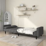 vidaXL Canapea extensibilă cu 2 locuri, 2 perne, gri închis, textil vidaXL Canapea extensibilă cu 2 locuri, 2 perne, gri închis, textil