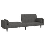 vidaXL Canapea extensibilă cu 2 locuri, 2 perne, gri închis, textil vidaXL Canapea extensibilă cu 2 locuri, 2 perne, gri închis, textil