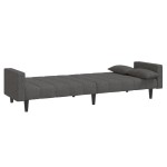 vidaXL Canapea extensibilă cu 2 locuri, 2 perne, gri închis, textil vidaXL Canapea extensibilă cu 2 locuri, 2 perne, gri închis, textil
