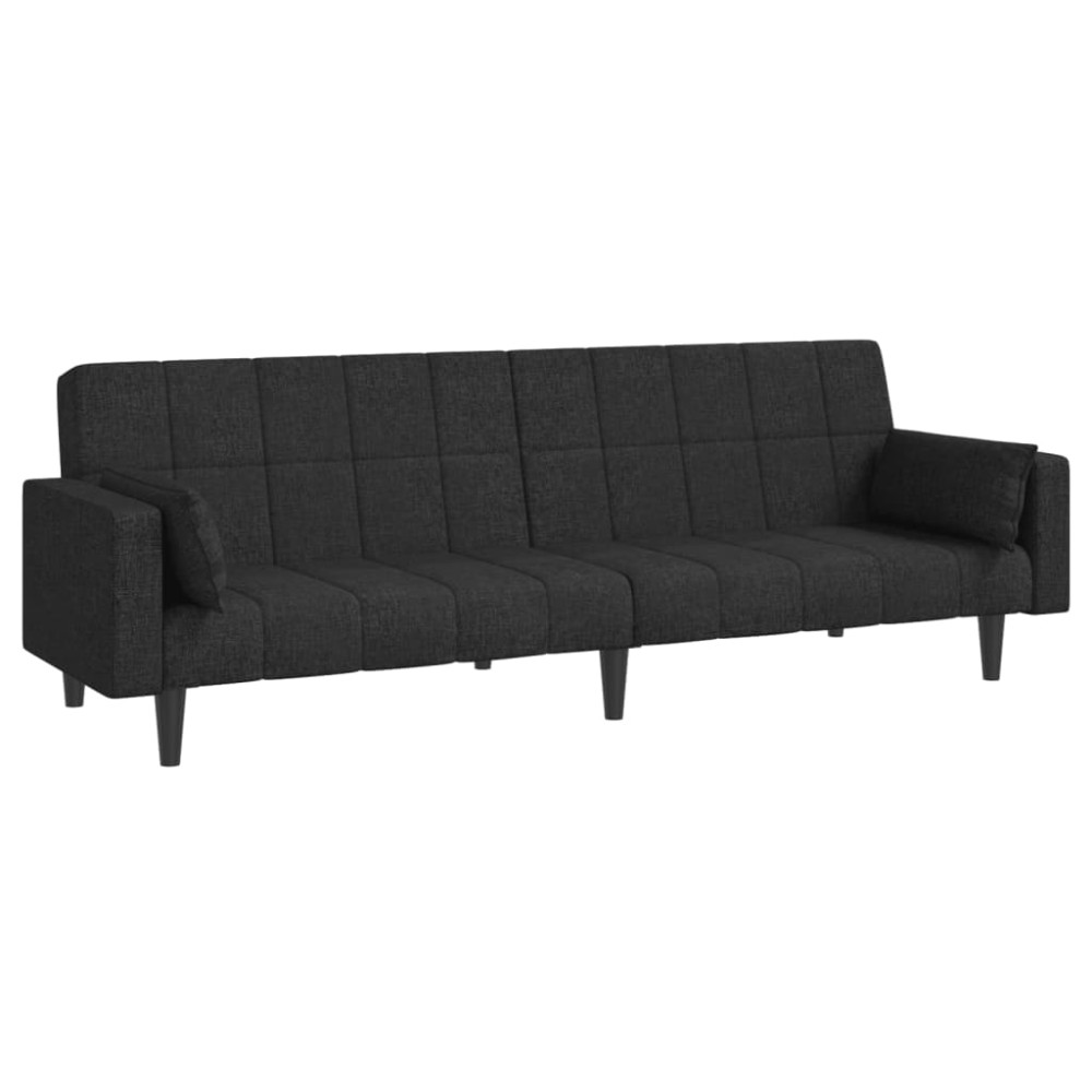 vidaXL Canapea extensibilă cu 2 locuri, 2 perne, negru, textil