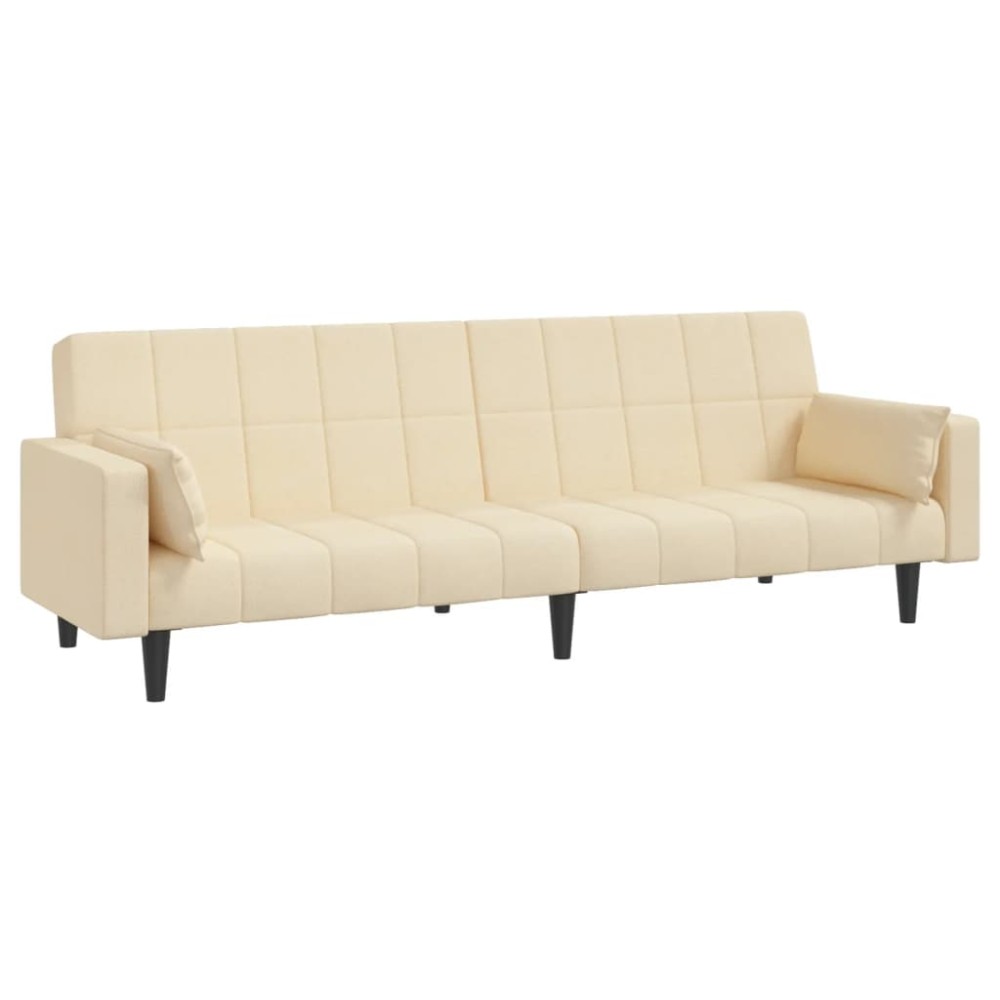 vidaXL Canapea extensibilă cu 2 locuri, 2 perne, crem, textil