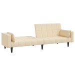 vidaXL Canapea extensibilă cu 2 locuri, 2 perne, crem, textil