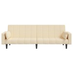 vidaXL Canapea extensibilă cu 2 locuri, 2 perne, crem, textil