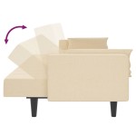 vidaXL Canapea extensibilă cu 2 locuri, 2 perne, crem, textil