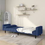 vidaXL Canapea extensibilă cu 2 locuri, 2 perne, albastru, textil vidaXL Canapea extensibilă cu 2 locuri, 2 perne, albastru, textil