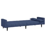 vidaXL Canapea extensibilă cu 2 locuri, 2 perne, albastru, textil vidaXL Canapea extensibilă cu 2 locuri, 2 perne, albastru, textil