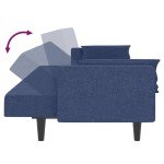 vidaXL Canapea extensibilă cu 2 locuri, 2 perne, albastru, textil vidaXL Canapea extensibilă cu 2 locuri, 2 perne, albastru, textil