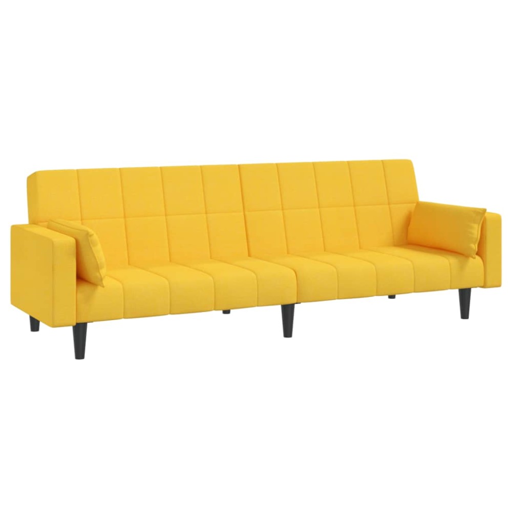 vidaXL Canapea extensibilă cu 2 locuri, 2 perne, galben, textil