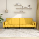 vidaXL Canapea extensibilă cu 2 locuri, 2 perne, galben, textil