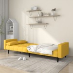 vidaXL Canapea extensibilă cu 2 locuri, 2 perne, galben, textil