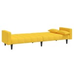 vidaXL Canapea extensibilă cu 2 locuri, 2 perne, galben, textil