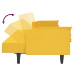 vidaXL Canapea extensibilă cu 2 locuri, 2 perne, galben, textil