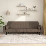 vidaXL Canapea extensibilă cu 2 locuri, 2 perne, gri taupe, textil vidaXL Canapea extensibilă cu 2 locuri, 2 perne, gri taupe, textil