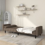 vidaXL Canapea extensibilă cu 2 locuri, 2 perne, gri taupe, textil vidaXL Canapea extensibilă cu 2 locuri, 2 perne, gri taupe, textil