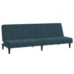 vidaXL Canapea extensibilă cu 2 locuri, albastru, catifea vidaXL Canapea extensibilă cu 2 locuri, albastru, catifea