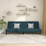 vidaXL Canapea extensibilă cu 2 locuri, albastru, catifea vidaXL Canapea extensibilă cu 2 locuri, albastru, catifea