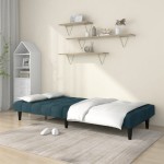 vidaXL Canapea extensibilă cu 2 locuri, albastru, catifea vidaXL Canapea extensibilă cu 2 locuri, albastru, catifea