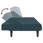 vidaXL Canapea extensibilă cu 2 locuri, albastru, catifea vidaXL Canapea extensibilă cu 2 locuri, albastru, catifea