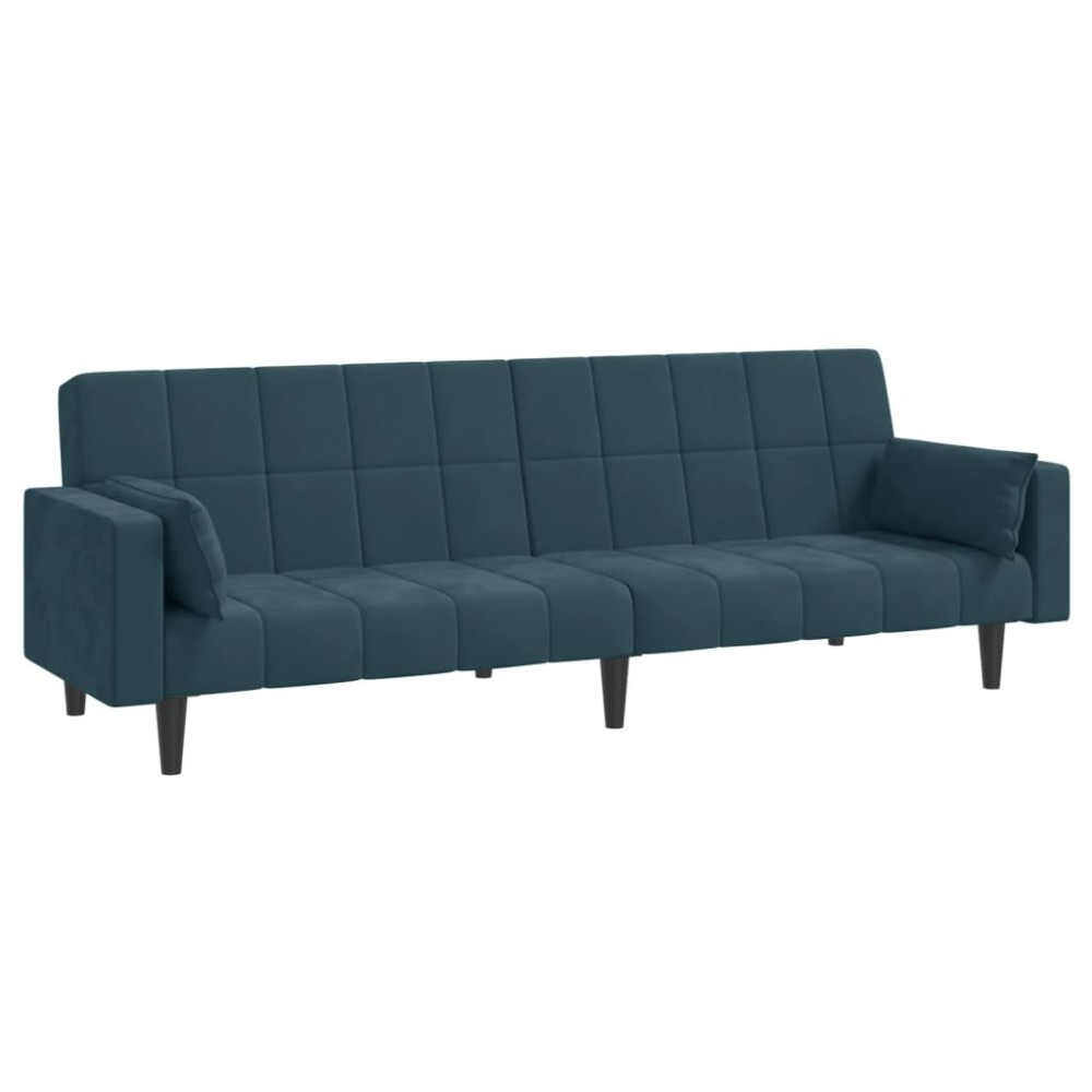 vidaXL Canapea extensibilă cu 2 locuri, 2 perne, albastru, catifea