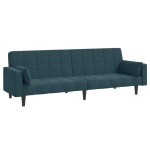 vidaXL Canapea extensibilă cu 2 locuri, 2 perne, albastru, catifea vidaXL Canapea extensibilă cu 2 locuri, 2 perne, albastru, catifea
