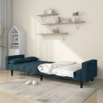 vidaXL Canapea extensibilă cu 2 locuri, 2 perne, albastru, catifea vidaXL Canapea extensibilă cu 2 locuri, 2 perne, albastru, catifea