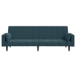 vidaXL Canapea extensibilă cu 2 locuri, 2 perne, albastru, catifea vidaXL Canapea extensibilă cu 2 locuri, 2 perne, albastru, catifea