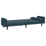 vidaXL Canapea extensibilă cu 2 locuri, 2 perne, albastru, catifea vidaXL Canapea extensibilă cu 2 locuri, 2 perne, albastru, catifea