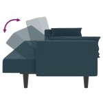 vidaXL Canapea extensibilă cu 2 locuri, 2 perne, albastru, catifea vidaXL Canapea extensibilă cu 2 locuri, 2 perne, albastru, catifea