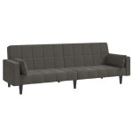 vidaXL Canapea extensibilă cu 2 locuri, 2 perne, gri închis, catifea vidaXL Canapea extensibilă cu 2 locuri, 2 perne, gri închis, catifea