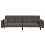 vidaXL Canapea extensibilă cu 2 locuri, 2 perne, gri închis, catifea vidaXL Canapea extensibilă cu 2 locuri, 2 perne, gri închis, catifea