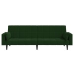 vidaXL Canapea extensibilă cu 2 locuri, 2 perne, verde închis catifea vidaXL Canapea extensibilă cu 2 locuri, 2 perne, verde închis catifea