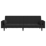 vidaXL Canapea extensibilă cu 2 locuri, 2 perne, negru, catifea vidaXL Canapea extensibilă cu 2 locuri, 2 perne, negru, catifea